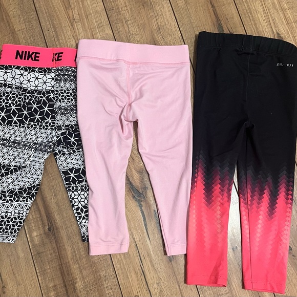 Nike Toddler Girls Pink and Black Leggings Set of 3 - Picture 2 of 7